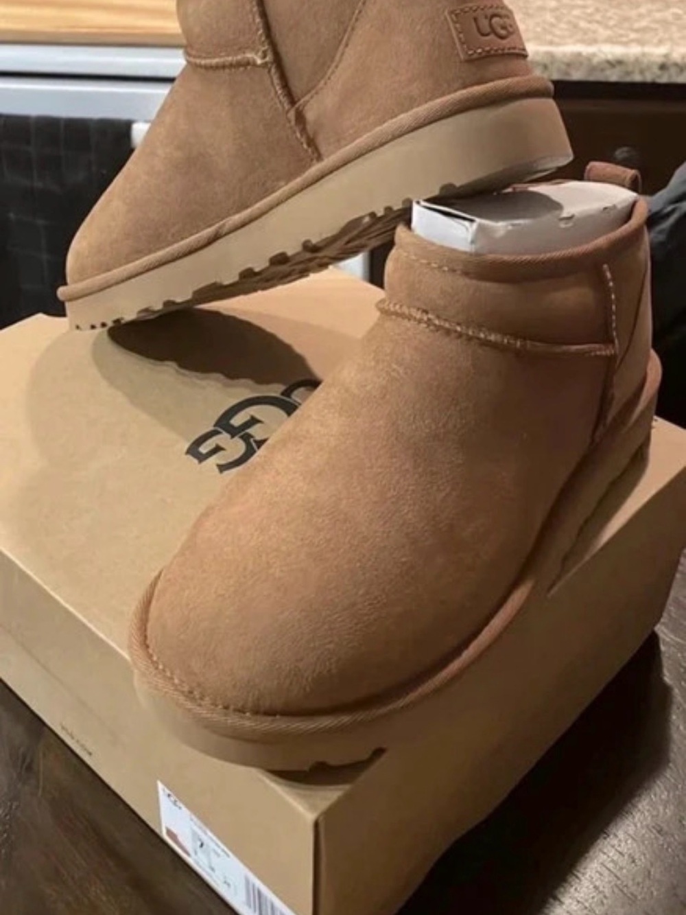 UGG new in box unworn Chestnut Mini Suede Booties